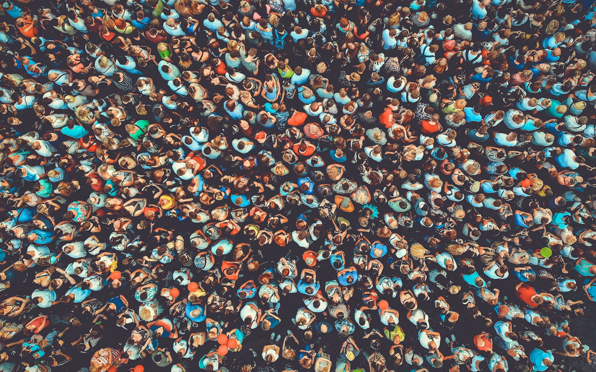 Aerial shot of a crowd of people